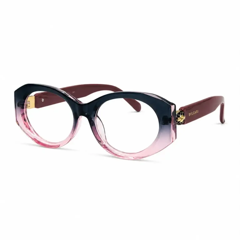 Optical EV2K-0100 Bold Oval Full Rim Eyeglasses in Navy Pink Gradient crystal frame with burgundy temples and gold-tone temple accent