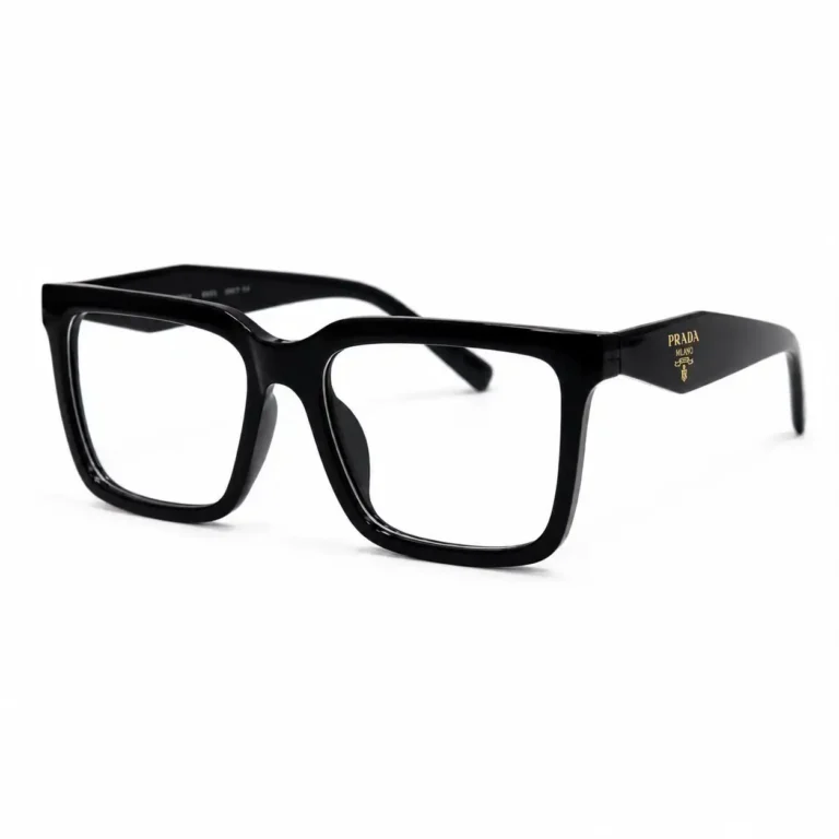Optical EV2K-0073 Bold Square Full Rim Eyeglasses in glossy Black with thick oversized frame and faceted diamond-shaped temples