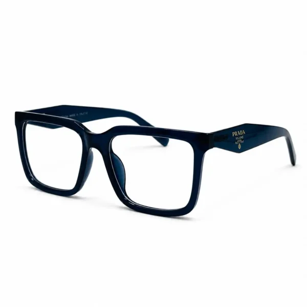 Optical EV2K-0073 Bold Square Full Rim Eyeglasses in translucent Crystal Navy Blue with thick square frame and diamond-shaped temples