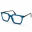 Optical EV2K-0074 Modern Geometric Square Eyeglasses in Matte Teal Blue with chamfered corners and black metal temples