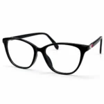 Optical EV2K-0075 Elegant Cat Eye Eyeglasses in glossy Black with slim temples and a metal hinge accent with a small red detail