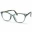 Optical EV2K-0075 Elegant Cat Eye Eyeglasses in translucent Crystal Green with green and black patterned temples and a metal hinge accent