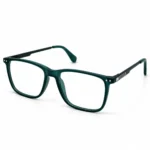 Optical EV2K-0077 Classic Rectangular Eyeglasses in Matte Forest Green with front corner rivets and dark metal temples with a striped hinge accent