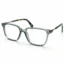 Optical EV2K-0078 Chic Square Eyeglasses in translucent Crystal Sage Green with slim metal temples and green patterned temple tips