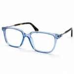 Optical EV2K-0078 Chic Square Eyeglasses in translucent Crystal Sky Blue with slim metal temples and tortoise temple tips