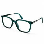 Optical EV2K-0079 Modern Square Eyeglasses in translucent Crystal Emerald Green with slim metal temples, a slot-style hinge accent and green temple tips