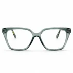 Optical EV2K-0080 Elegant Oversized Square Eyeglasses front view in translucent Crystal Sage Green with green patterned temples