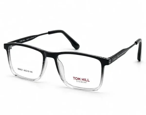 Optical EV2K-0149 Classic Rectangle Full Rim Eyeglasses in Black Clear Gradient with black top rim fading into a clear lower rim