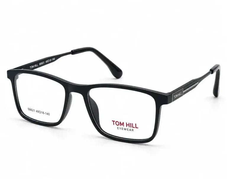 Optical EV2K-0149 Classic Rectangle Full Rim Eyeglasses in Matte Black with soft-finish front and striped silver hinge plate