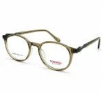 Optical EV2K-0151 Elegant Round Full Rim Eyeglasses in Crystal Olive Green with translucent green front and matching temples