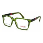 American Boyz black rectangular eyeglasses with burgundy temples and red accents