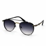Sunglass 26451 Premium Metal Pilot Sunglasses for Men in Black and Gold with Grey Gradient Lenses