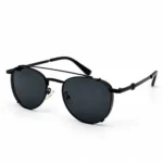 Sunglass 26451 Premium Metal Pilot Sunglasses for Men in Matte Black with Black Tinted Lenses