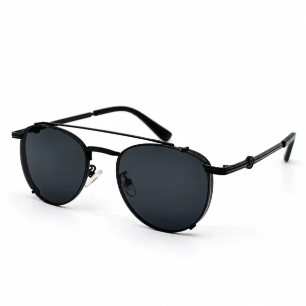 Sunglass 26451 Premium Metal Pilot Sunglasses for Men in Matte Black with Black Tinted Lenses