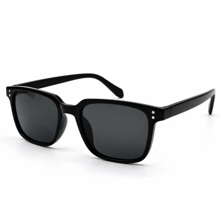 Sunglass EV2K-0041 Square Acetate Sunglasses in Glossy Black Frame