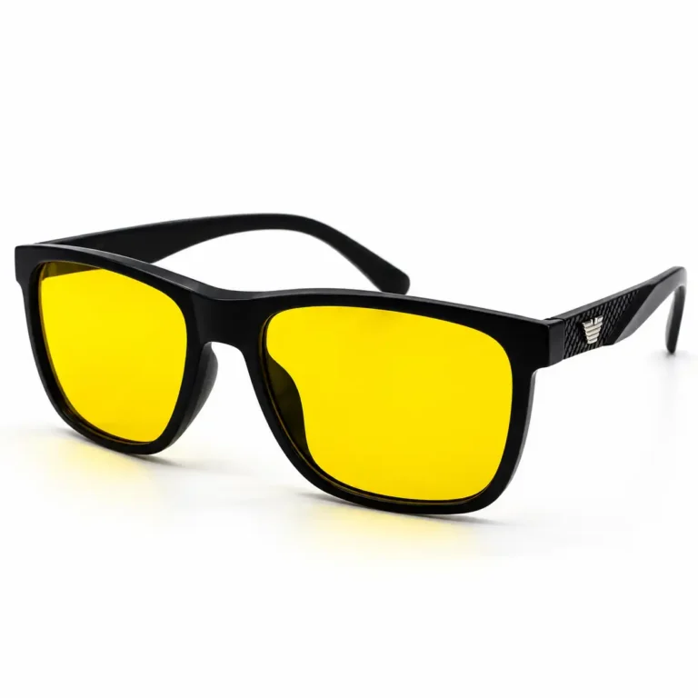 Sunglass EV2K-0042 Square Night Vision Sunglasses in Glossy Black Frame with Yellow Lenses