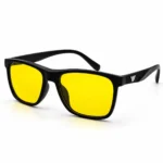 Sunglass EV2K-0042 Square Night Vision Sunglasses in Matte Black Frame with Yellow Lenses