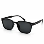 Sunglass EV2K-0050 Classic Soft Square Sunglasses in Matte Black with grey tinted lenses, diamond-shaped silver studs at the front corners and twin rivets on the temples