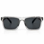 Sunglass Z2191E56 Stylish Square Wayfarer Sunglasses in Crystal Grey with Dark Grey Lenses and Black Temples with Clear Inserts front view