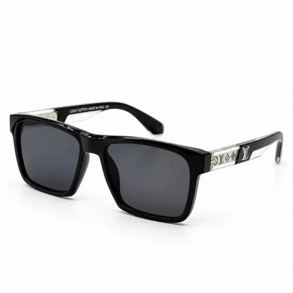 Sunglass Z2191E56 Stylish Square Wayfarer Sunglasses in Glossy Black with Dark Grey Lenses and Silver Temple Plates